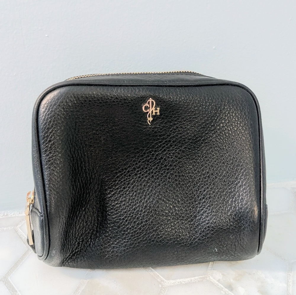 Cole Haan Black Leather Amenity Bag